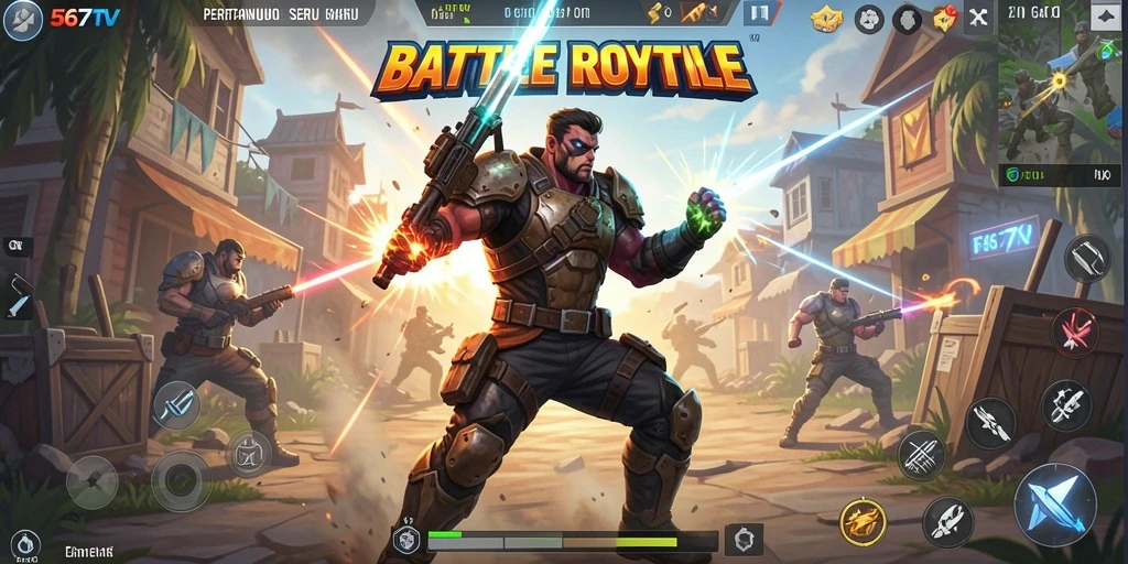 Tampilan gameplay 567TV dalam pertempuran Battle Royale yang seru.