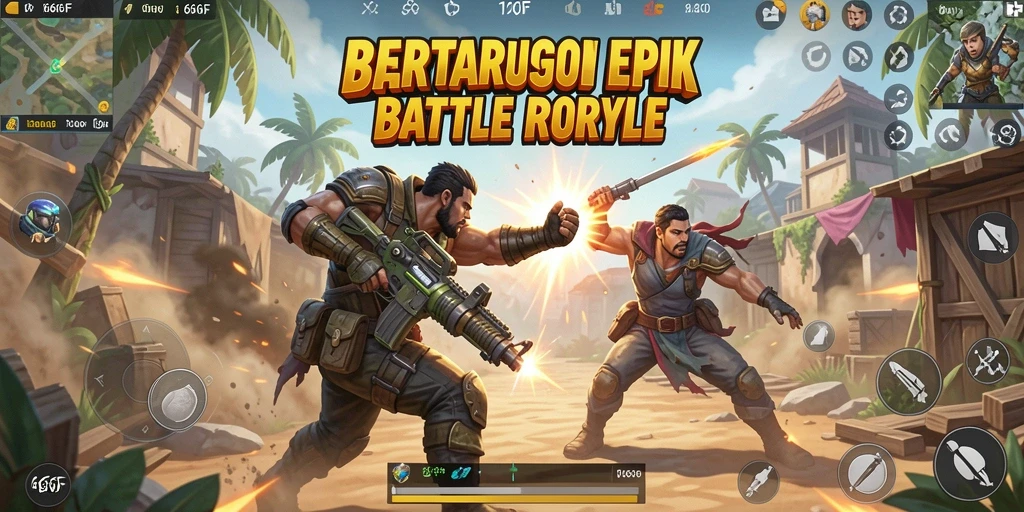 Screenshot gameplay 666F menampilkan intensitas pertempuran dalam Battle Royale.