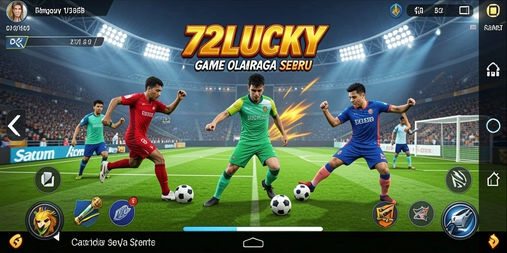 Gameplay seru dalam 72LUCKY yang menggambarkan berbagai cabang olahraga.