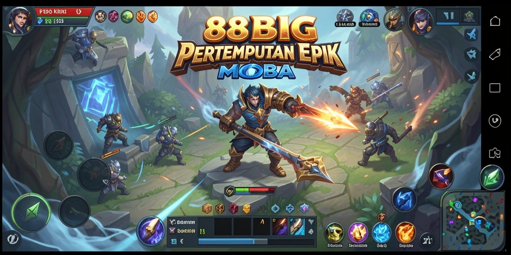 Screenshot gameplay 88BIG menampilkan pertempuran epik MOBA.