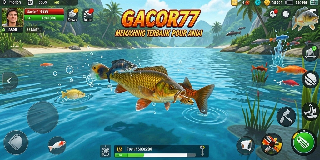 Tampilan gameplay GACOR77 yang menampilkan momen memancing yang mendebarkan.