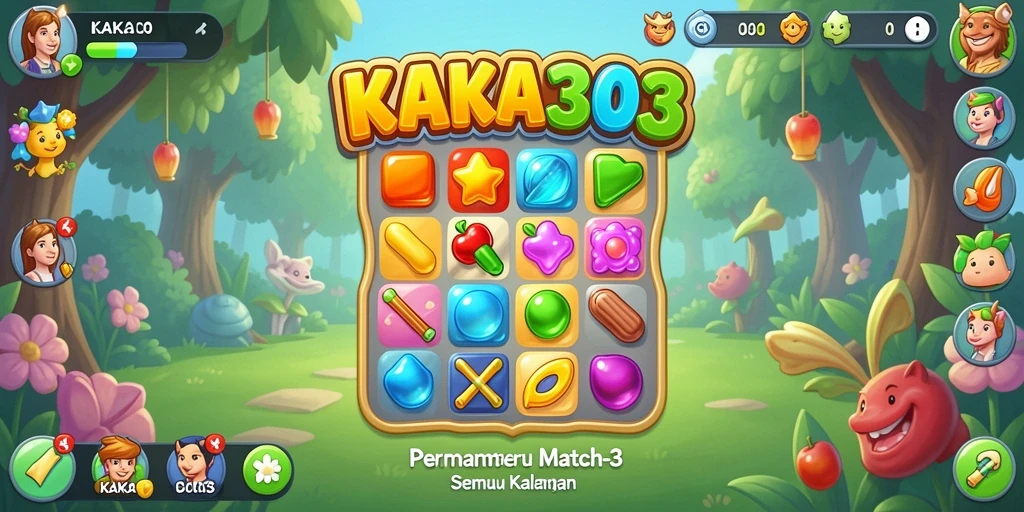 Tampilan gameplay seru KAKA303 dengan misi Match-3 yang menantang.
