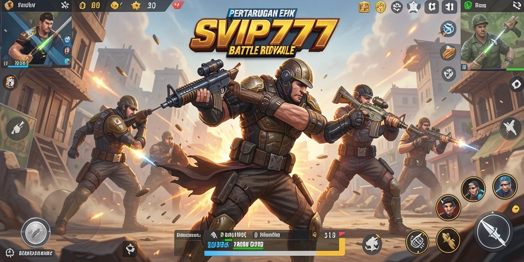 Tampilan seru gameplay Battle Royale di SVIP777 dengan pertempuran yang mendebarkan.