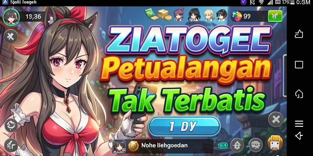Tangkapan layar gameplay menarik dari ZIATOGEL dengan karakter Anime.