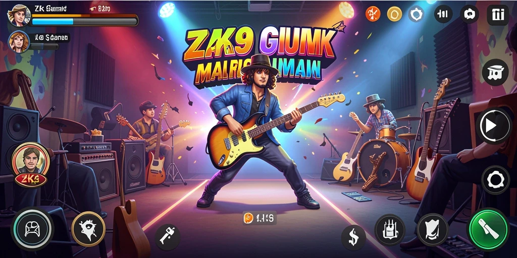 Screenshot ZK9 menampilkan gameplay mendebarkan dengan deretan notasi musik.